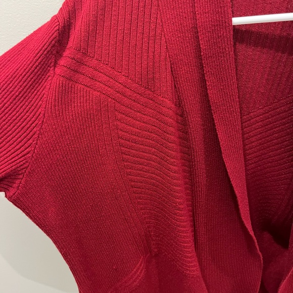 Red Open Front Cardigan Sweater - Picture 2 of 3